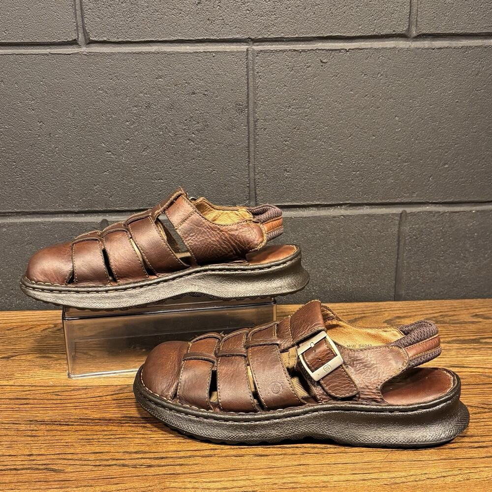Born Brown Leather Fisherman Sandals Handcrafted Mexico Comfort Casual Men’s 11